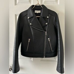 Loeffler Randall Neoprene and Lambskin Leather Biker Jacket